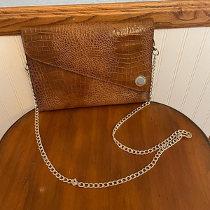 Vintage Crocodile Embossed‎ Brown Clutch Crossbody Bag